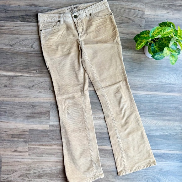 Arizona Jean Co. Beige Corduroy Jeans Y2K Flared Low Rise Slim Fit Pants  Size 7 - Picture 1 of 11